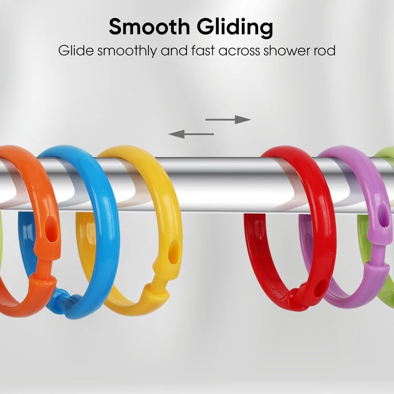 Ulable Premium Plastic Shower Curtain Rings Shower Shower Curtain Rings-12 Pack- Plastic Shower Curtain Hooks O-Shaped Rings (O-Shape,Rainbow,12Pcs) - Image 4